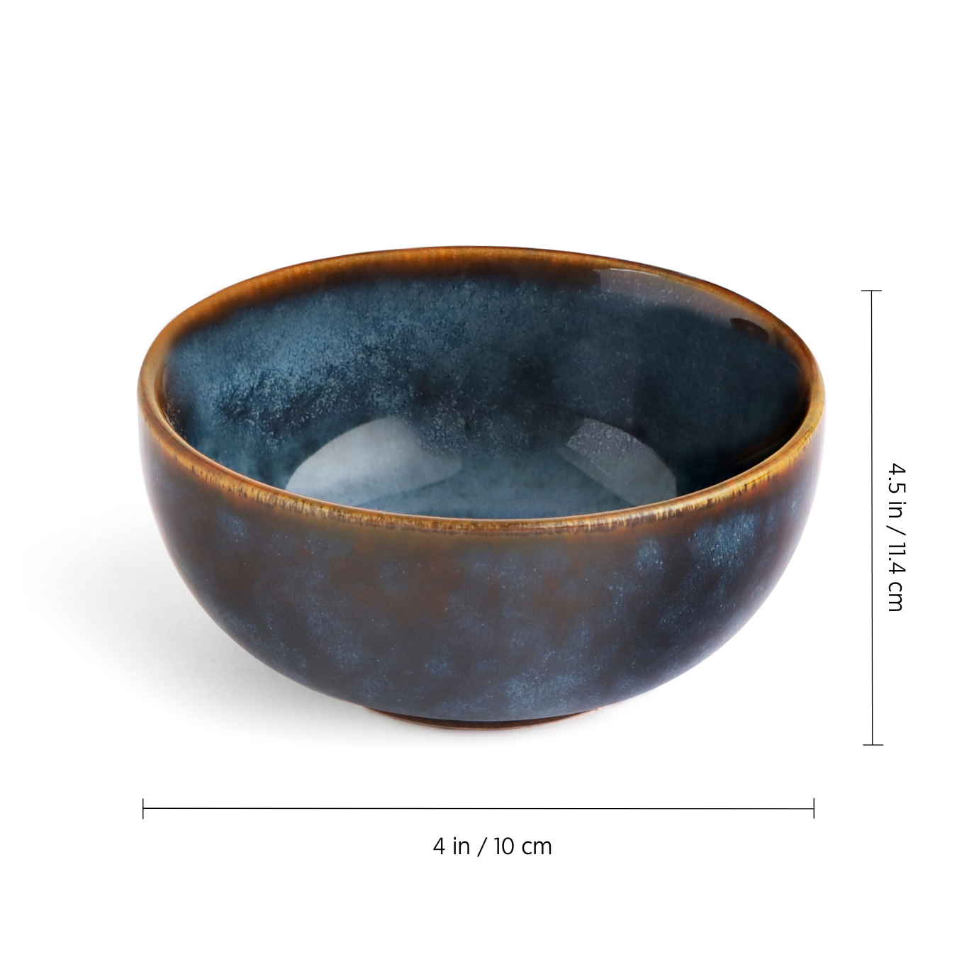 KLÉ Ceramics Bowl Set of 6 | Ideal for Serving Snacks, Rice, dal, Vegetables, Fruits, Salads and Desserts | Microwave Safe | 100% Handcrafted | 225ml (Deep Ocean Blue)