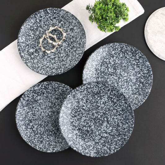 KLÉ Ceramics Dinner Plates (Set of 4, 10 Inches) | Ceramic Plates Set | Ceramic Dinner Plates - Microwave and Oven Safe - 100% Handmade (Truffle Granite)