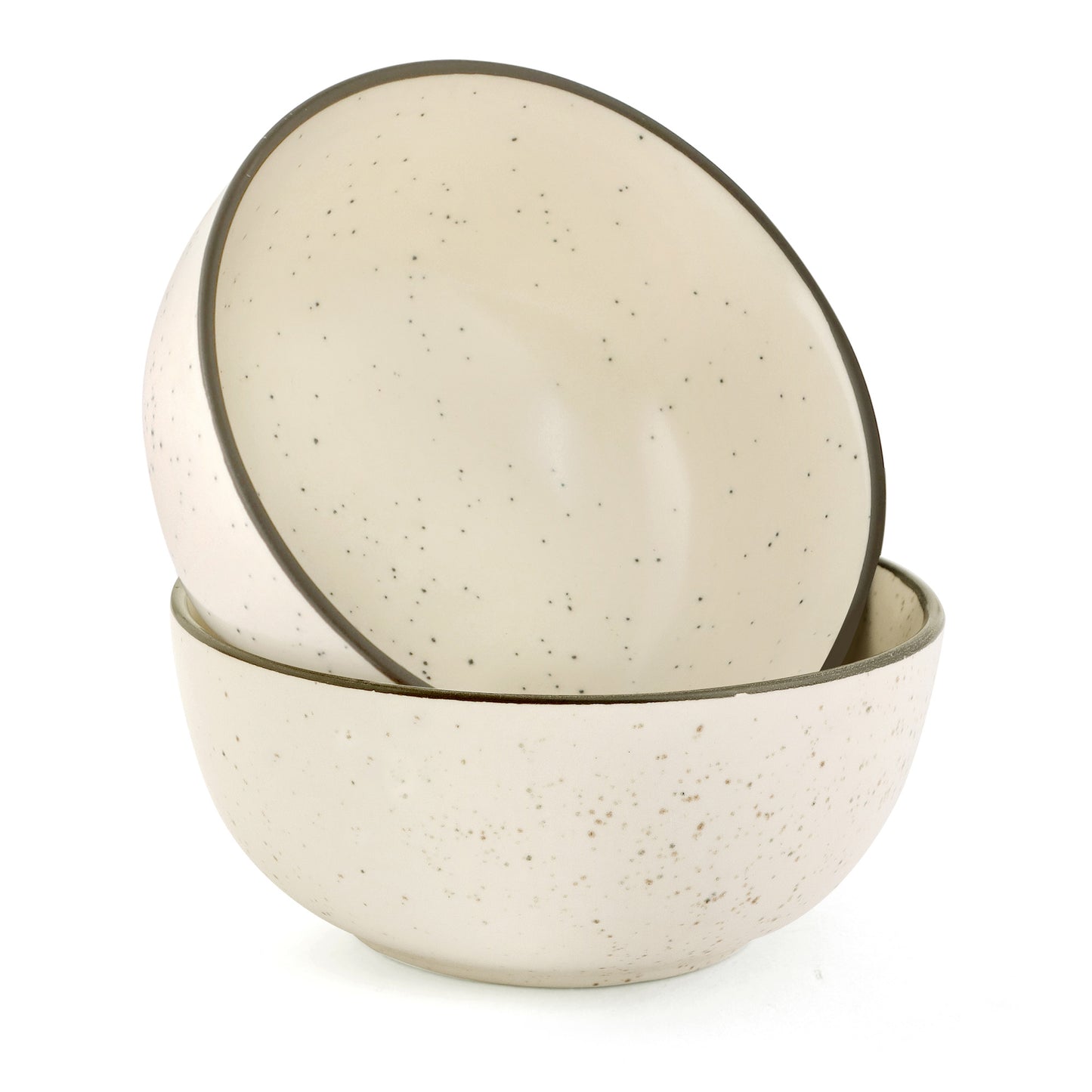 KLÉ Ceramics Soup Bowls | Set of 2 | Ideal for Soups and Cereals | 500 ml (Peppered White)