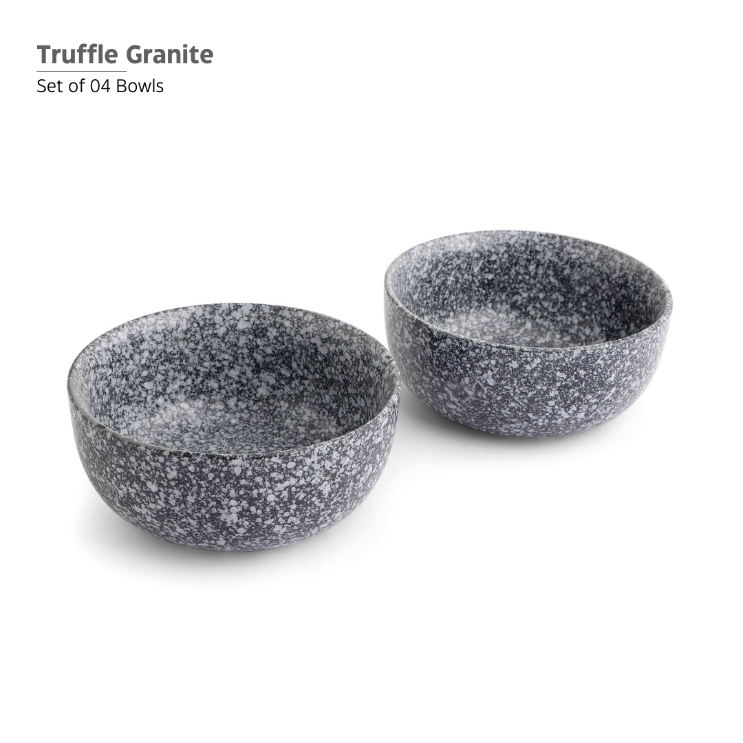 KLÉ Ceramics Soup Bowls | Set of 4 | Ideal for Soups and Cereals | 500 ml (Truffle Granite)