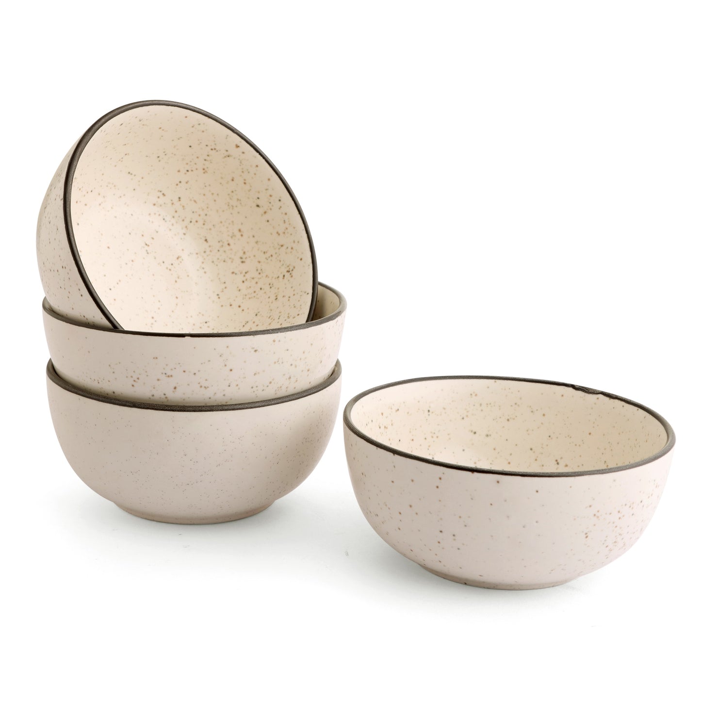 KLÉ Ceramics Soup Bowls | Set of 4 | Ideal for Soups and Cereals | 500 ml (Peppered White)