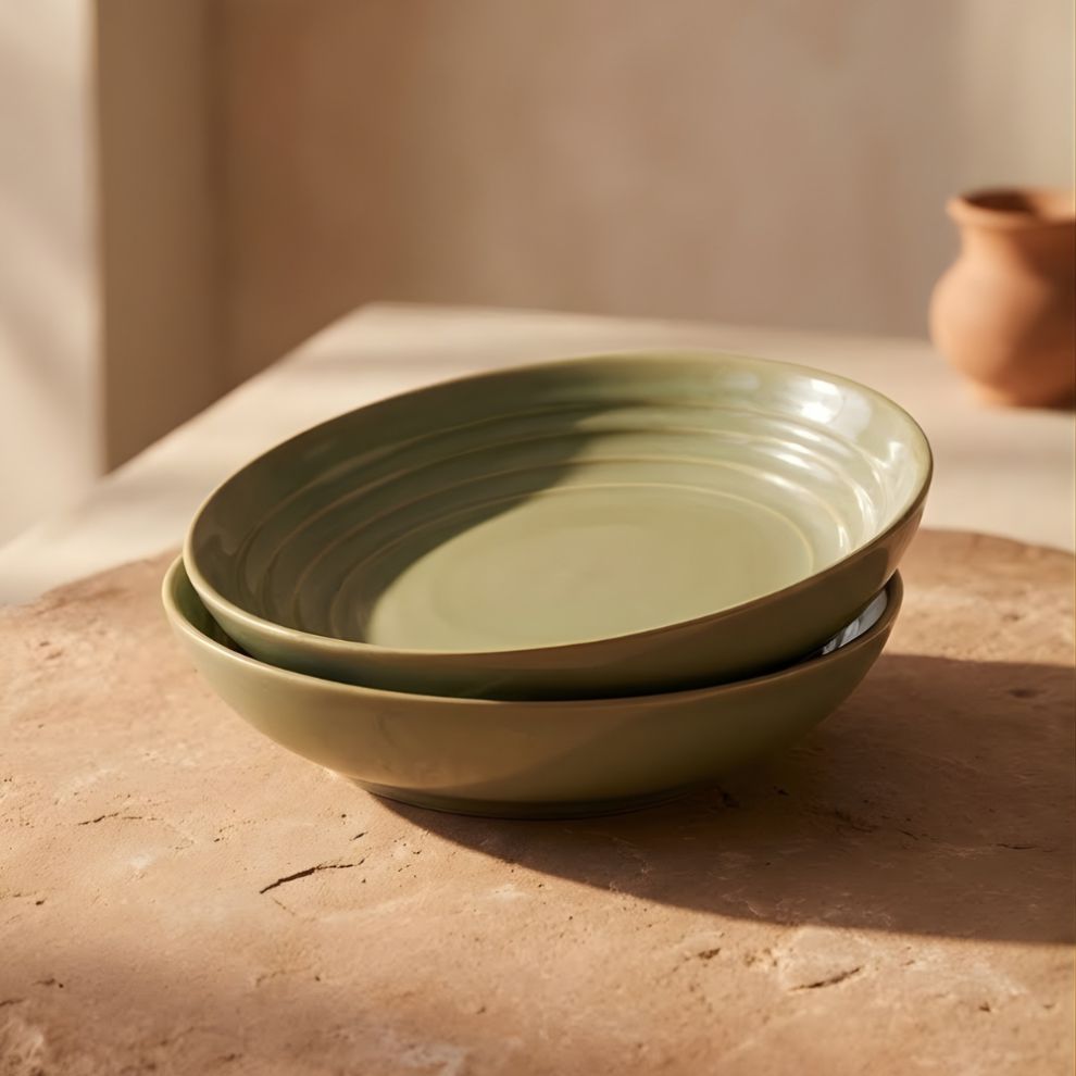 Basil Green Pasta Plate - 650ml