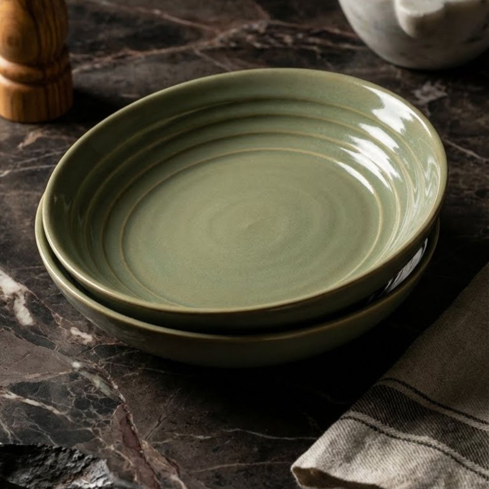 Basil Green Pasta Plate - 650ml